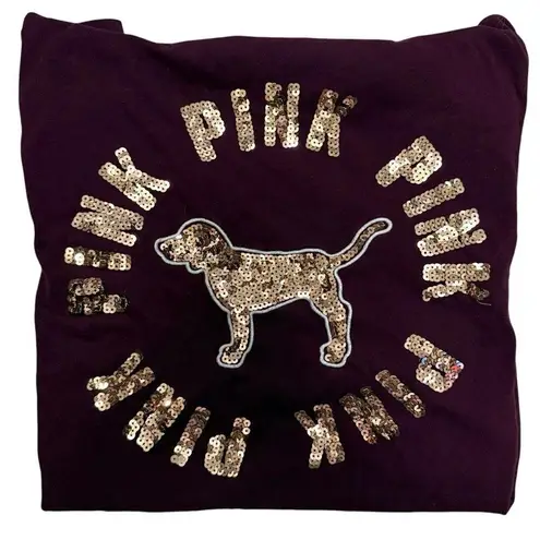 Victorias Secret Pink Women’s large burgundy maroon gold sequin tee shirt top Purple