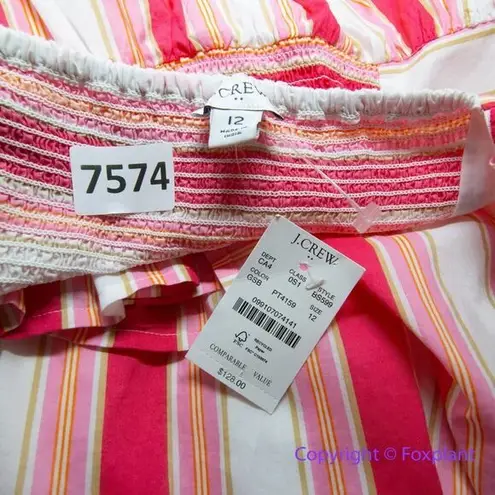 New! J Crew Factory Striped square neck midi dress. size 12 Pink