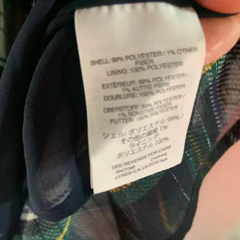 J.Crew  Back Tie Halter Top Blue Green Yellow Plaid Size 0 Sheer Layered Shimmer