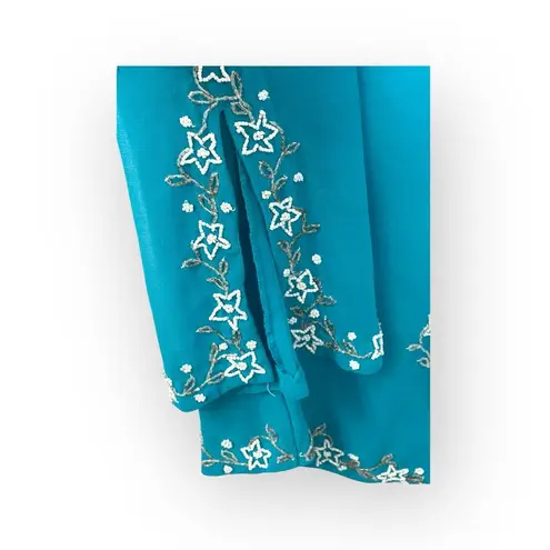 Boston Proper ♔ Chiffon Crystal Bead Embellish Kimono Sleeve Swim Coverup ♔ Aqua