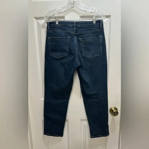 Reiss Bailey Mid Rise Button Fly Cropped Jeans Straight Leg Luxe Size 27