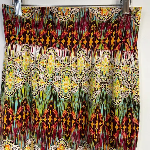 AB Studio Long Jersey Knit Stretch Moroccan Y2K Maxi Skirt Foldover Waist S