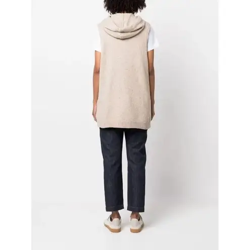 FABIANA FILIPPI Knitted Vest With Drawstring Hood Cashmere EUC Size M Tan Size M