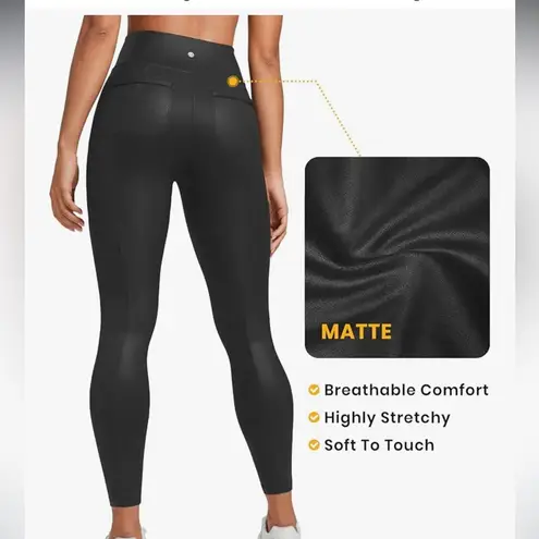CRZ Yoga Butterluxe Women Matte Faux Leather Leggings with Back Pockets