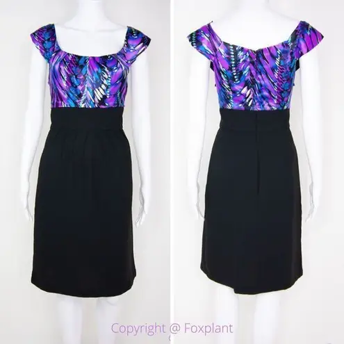 Perception New York peacock print empire waist scoop neck dress, 10 Purple