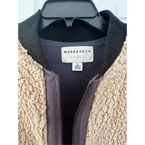 Anthropologie  Marrakech Blocked Sherpa Teddy Bomber Jacket