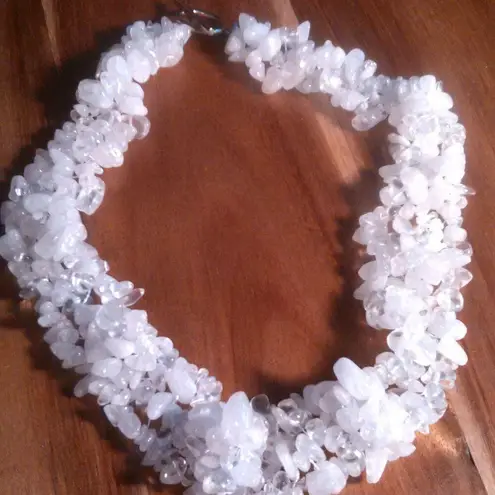 Clear Quartz Chips Toggle Clasp Necklace