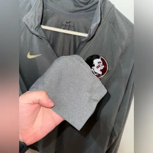 Nike LG  Dri-Fit Grey Florida State University FSU Quarter Zip Long Sleeve Jacket