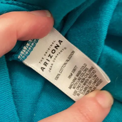 Arizona Jeans Long Sleeve T-Shirt Small 100% Cotton Stretchy Soft Teal Blue EUC