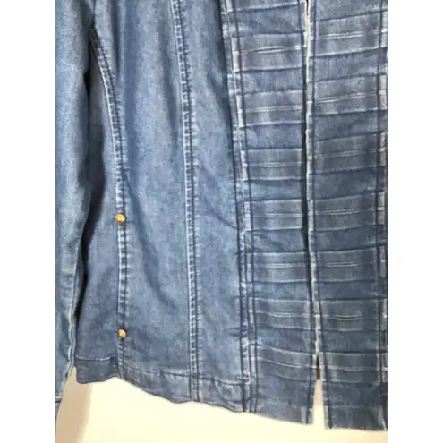 Live a Little Denim Pleated Blazer Jacket Business Casual