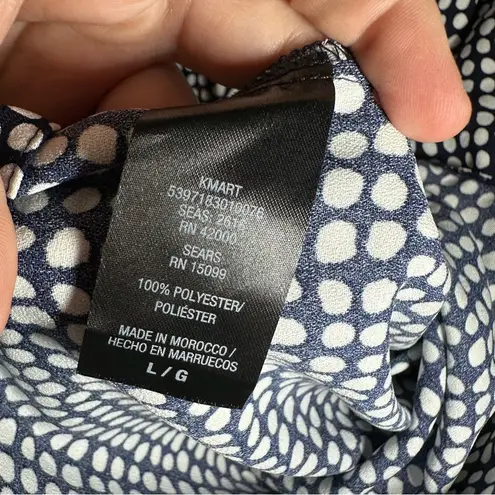 Attention NWOT Blue/White Print V Neck Short Sleeve Faux Wrap Dress size L