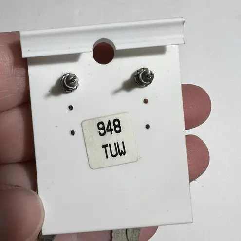 Boutique Silver Tone Turquoise Bear Bead and Dangle Feather Earrings Hypoallergenic Post