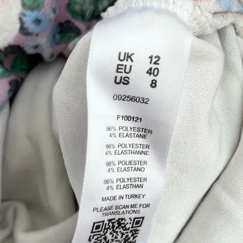 ASOS DESIGN Long Sleeve Crop Top Lace Up Front in Pink Floral Print, Size 8