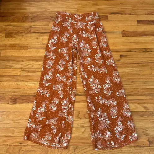 Three Dots Bohemian Floral Palazzo Pants Sz L