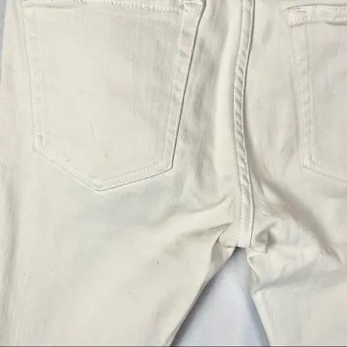 IRO White Distressed Knee Fitte Mid Rise Skinny Jeans 24 $205