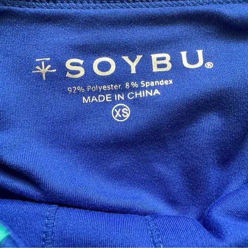 Soybu Dress Blue Green Print Strappy Twist Back Athletic Casual Stretch Size XS