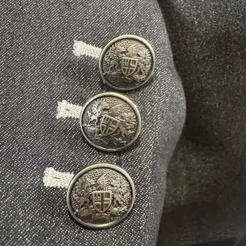 Kasper vintage denim look open stitch 2 piece blazer trouser pantsuit size 8