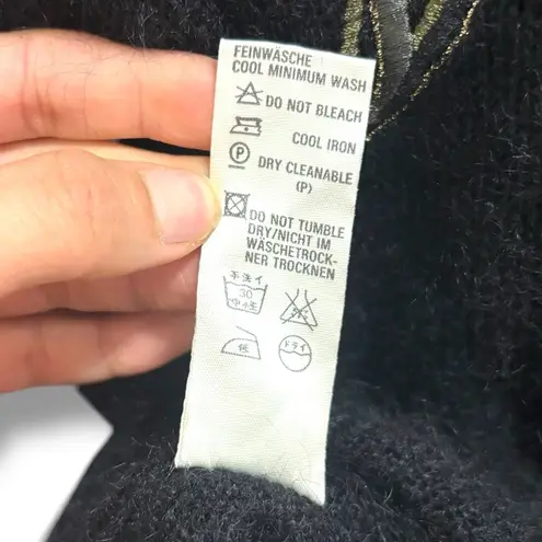 Escada Vintage 80s Black Mohair Beaded Leaves Sweater