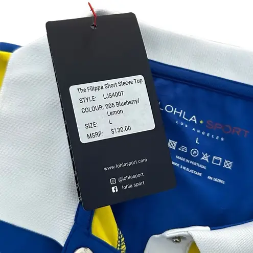 Lohla Sport Filippa Short Sleeve Polo Top Tennis Pickleball Blue, L, New Blue Size L