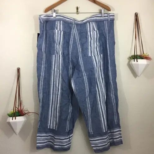 Ralph Lauren NWT LAUREN  linen stripe wide leg pant 18W