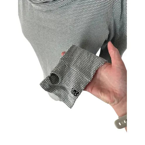 ALBION FIT Cowl Neck Long Sleeve Top – Black/White Geometric Dot Women's Size M