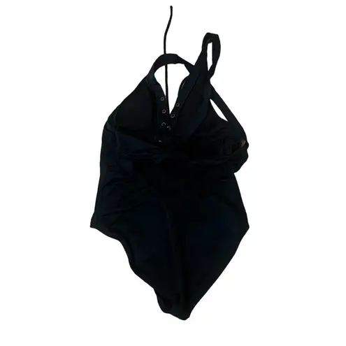 Ashley Graham x Swimsuits Black One Piece Swimsuit Size 10 Halterneck Ruched