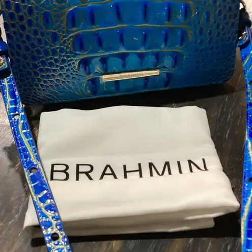 Brahmin Minuette Electric Indigo Blue Croc Embossed LeatherCrossbody