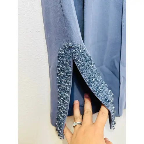 Cinq à Sept NWT CINQ Á SEPT Slate Blue Beaded Embellished Split Seam Kayden Pant Size 0