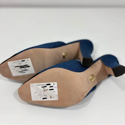 Veronica Beard $385 NIB Carlotta Denim Mixed-Media Heels shoes 10.5 M