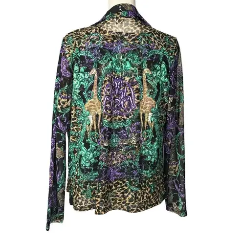 Damee Twin Set Size Large Purple Long Sleeve Animal Print Artsy Boho Statement Black