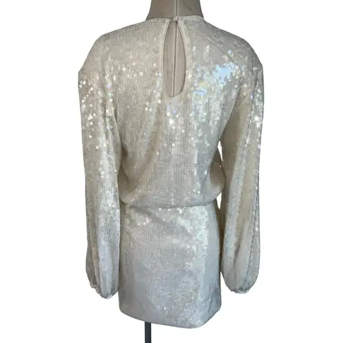 ROTATE Sequins Dress in Egret 38 New Womens Mini Long Sleeve Cocktail White Size undefined