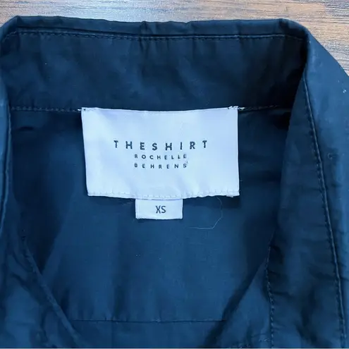 THE SHIRT by Rochelle Behrens • black cotton shirt puffed sleeve blouse ruffle Size XS