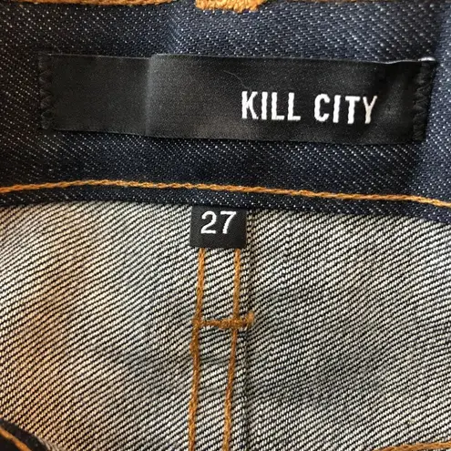 Kill City Womens Skinny Jeans Dark Wash Denim Rolled Cuffs Cropped Size 27 Blue