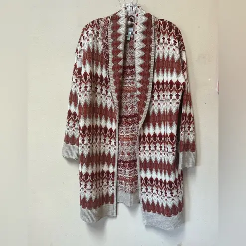 Susina Aztec Geometric Knit Cardigan Sweater Women’s Medium Red