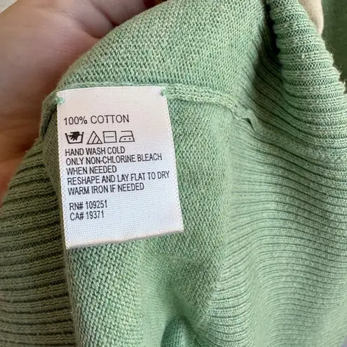 Trovata 100% Cotton Green & Cream Striped Sweater Size Small