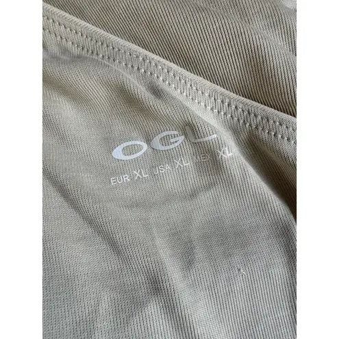 NWT OGL Sandwashed One Shoulder Ruched Brami Top Moring Mist Beige Size XL