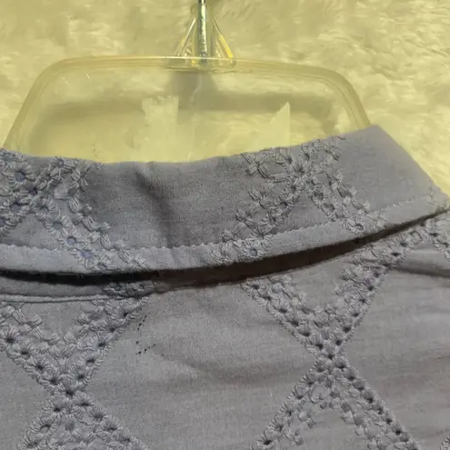 Heartloom Periwinkle Eyelet Cotton Button Down Shirt Size S