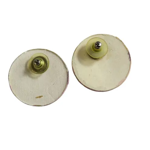 1980s Vintage Earrings Pink Abstract Watercolor Circle Studs