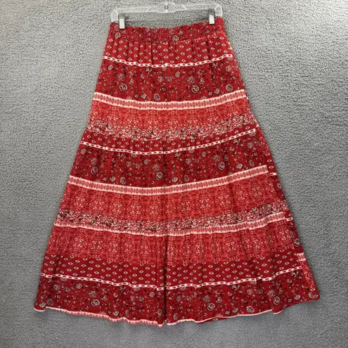 Cato  Tiered Maxi Skirt‎ Paisley Floral Boho Festival Stretch Women's Medium