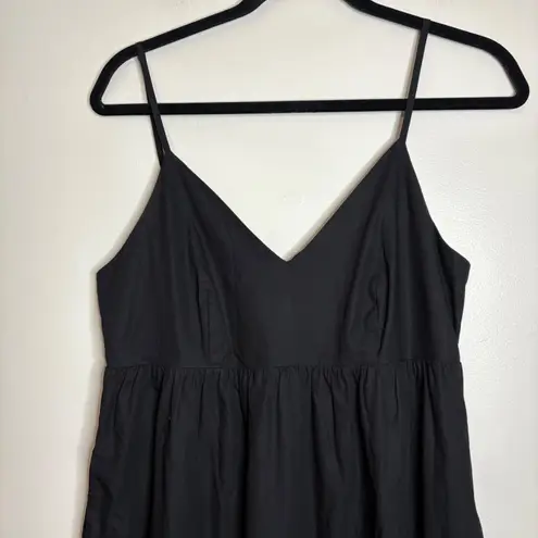 Quince Black Smocked Bodice Spaghetti Strap Maxi Dress Size S Pockets