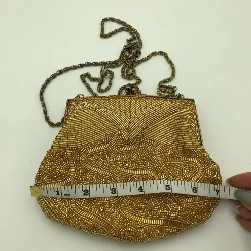 Vintage 1960’s Gold Beaded Evening Clutch / Crossbody Bag
