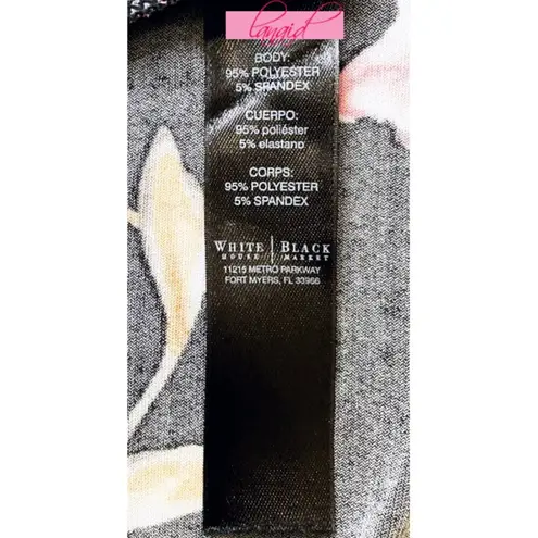 White House | Black Market WHBM Dahlia Tassel Top Black Pink Currant Halter Floral Lace-Up Corset V-Neck S