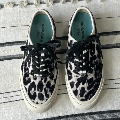 Seavees  for J.crew • legend sneaker in leopard velvet J9125