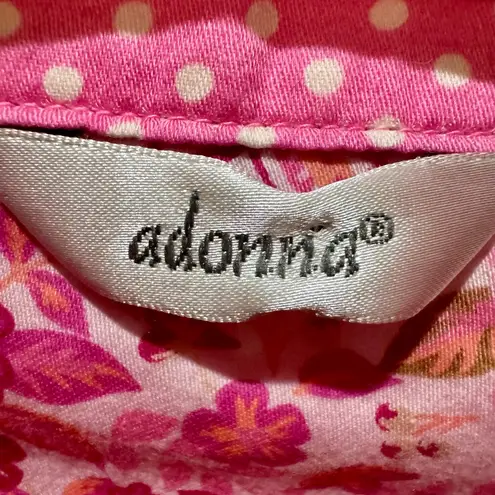 Adonna Pink Polka Dot 100% Cotton Button Down Sleepshirt Size M