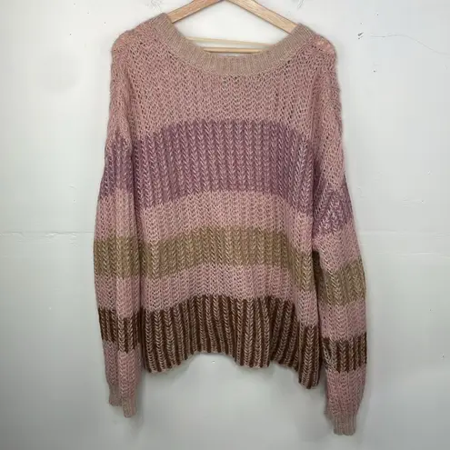 Democracy  Chunky Knit V Neck Striped Relaxed Fit Sweater Pullover size XL