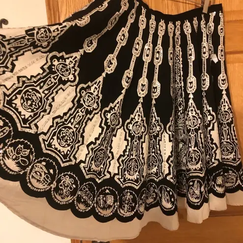 Carol Little Unique Full Circle Skirt Black White Bling Sz 10 Embellished Whimsy
