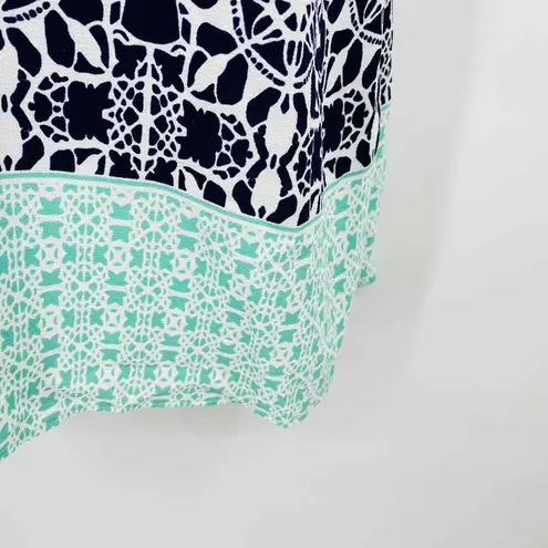 B. Darlin Dress Womens 5/6 Navy Blue Aqua Gold Coil Neckline Geometric NEW White Size undefined