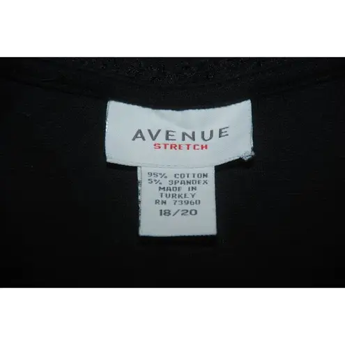 Avenue Stretch Black V-Neck Sleeveless Top Size 18W 20W Ruffle Trim Wrap Look