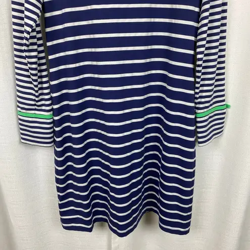 IBKUL Blue&White Stripe Long Sleeve Zip Front Golf Pickleball UPF 50+ Dress Sz.S Blue