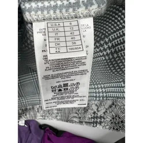 Brooks Brothers Black White Houndstooth Floral Print Knee Length Shift Dress 6